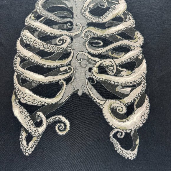 Vintage Octopus Black Skeleton Shirt Size XL Great Condition No Holes Y2K - Picture 2 of 3